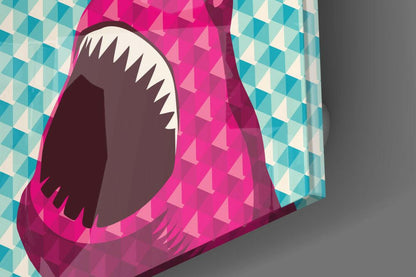 Pink Geometric Teal Triangle Shark Glass Wall Art