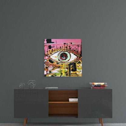 Pink And Yellow Graffiti Eye Glass Wall Art