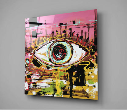 Pink And Yellow Graffiti Eye Glass Wall Art