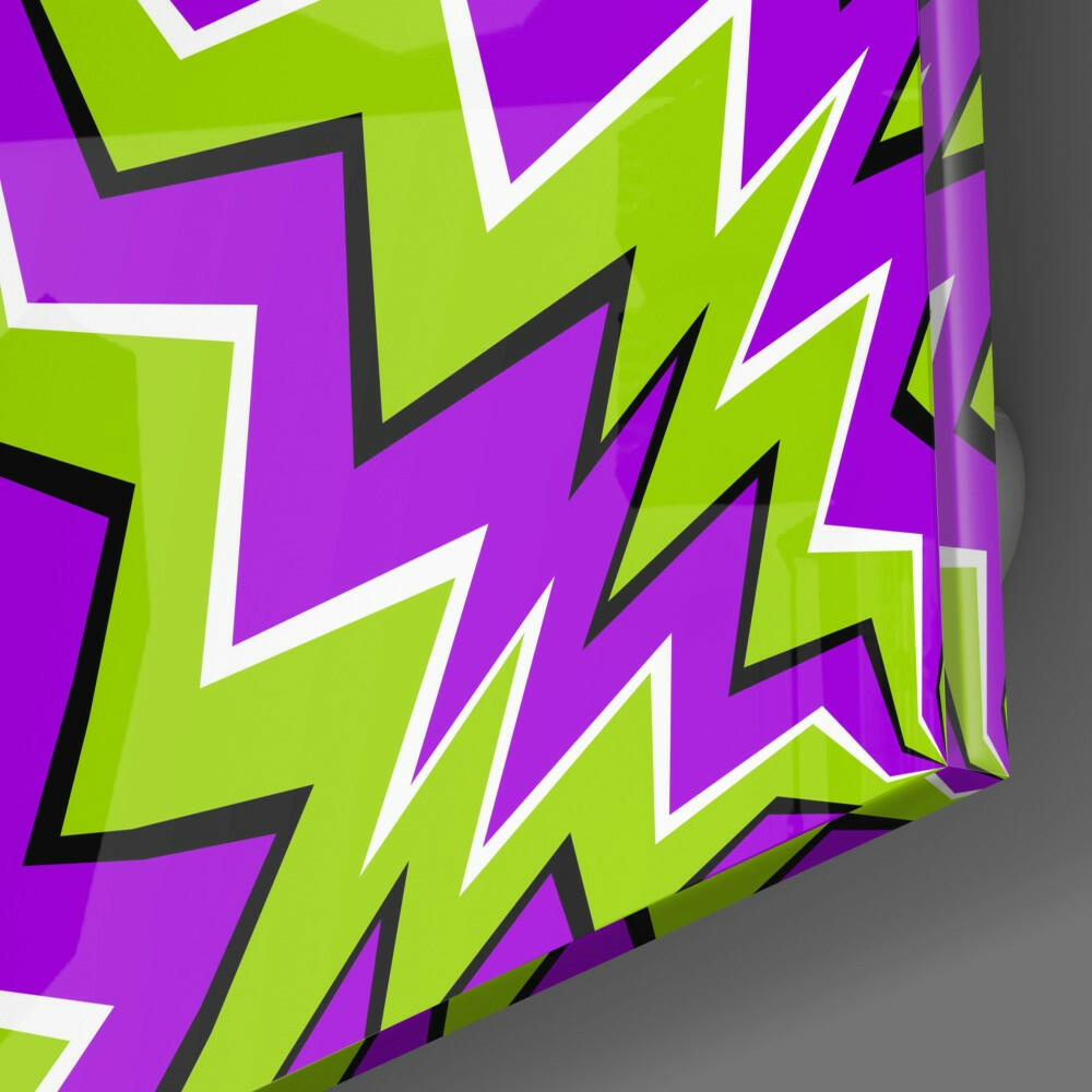 Green And Purple Zigzag Vortex Illusion Glass Wall Art