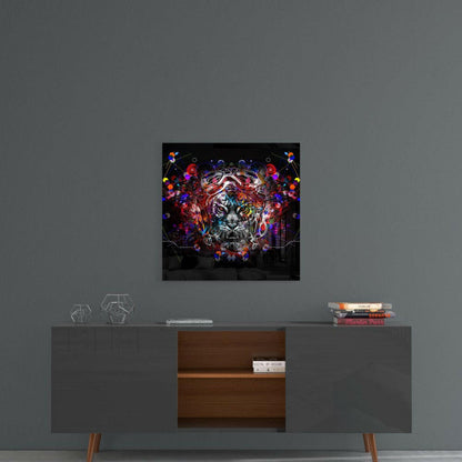 Tiger Aviator Goggles Geometric Glass Wall Art