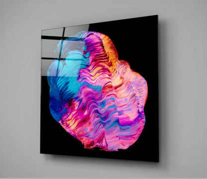 Blue Pink Rippled Wave Glass Wall Art