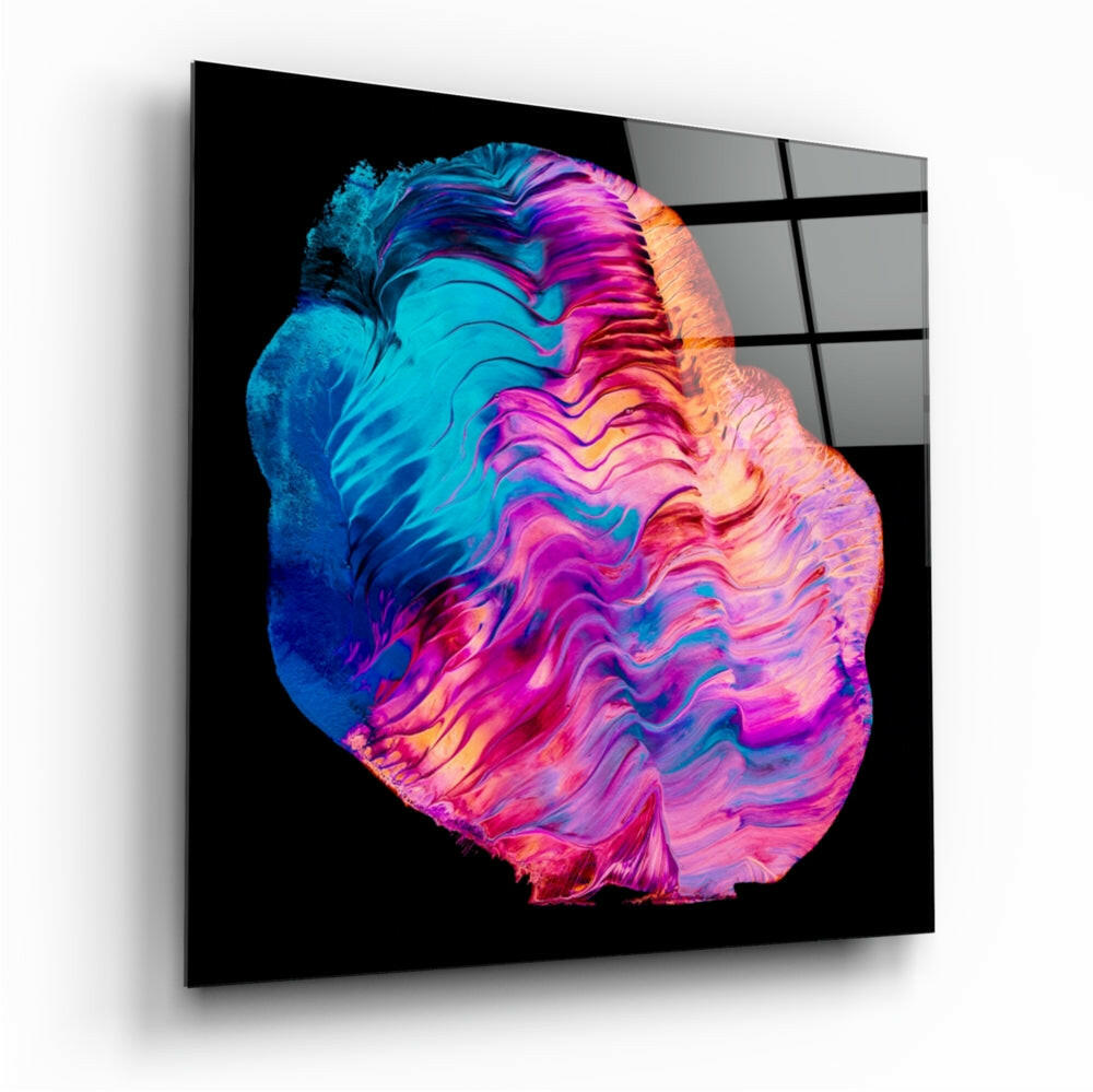Blue Pink Rippled Wave Glass Wall Art