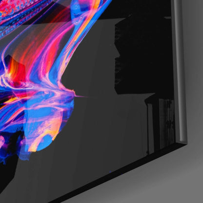 Orange Pink Paint Pour Glass Wall Art