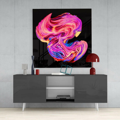 Pink and Blue Swirl Glass Wall Art