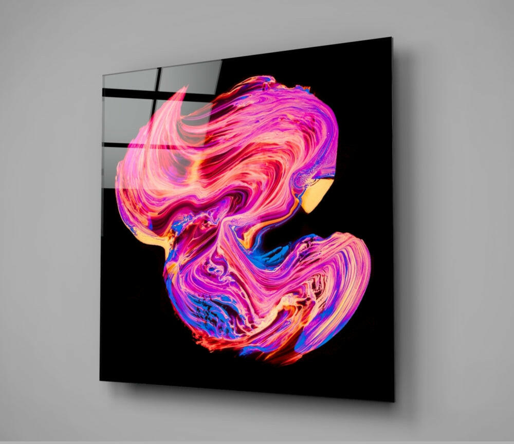 Pink and Blue Swirl Glass Wall Art