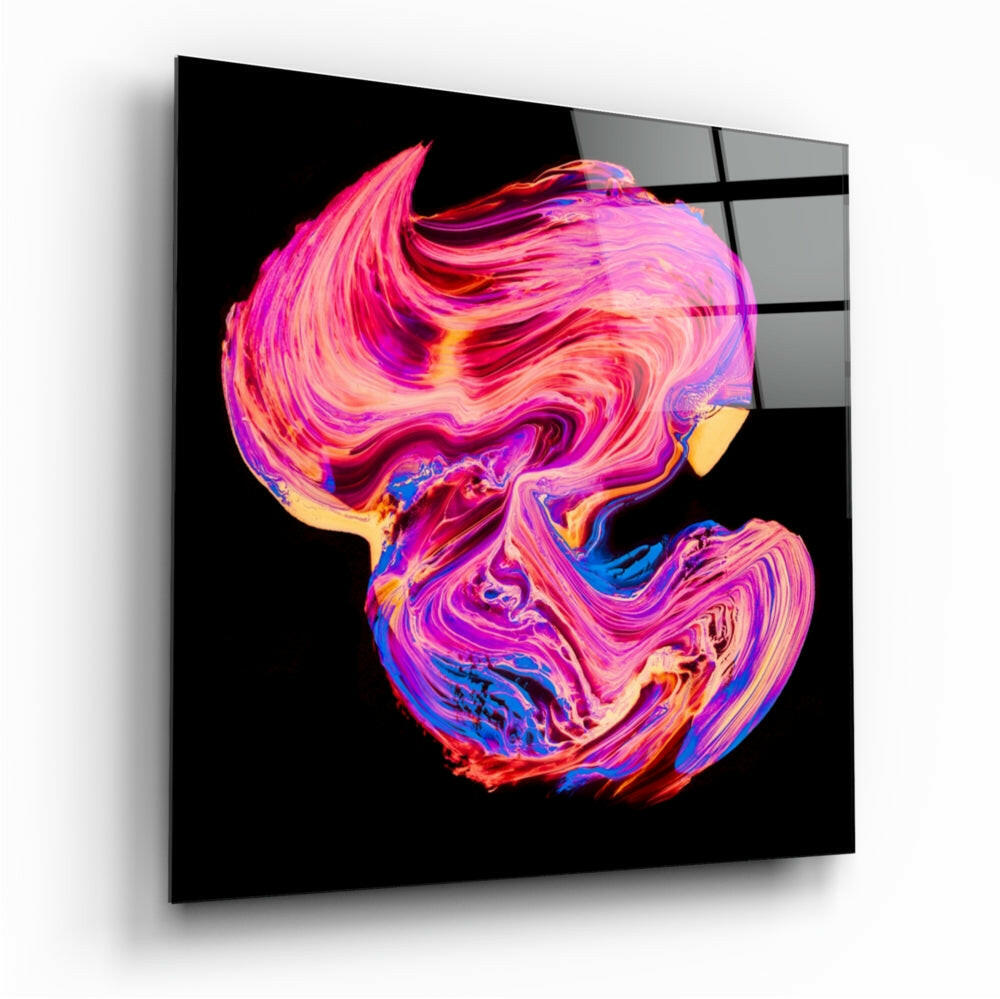 Pink and Blue Swirl Glass Wall Art