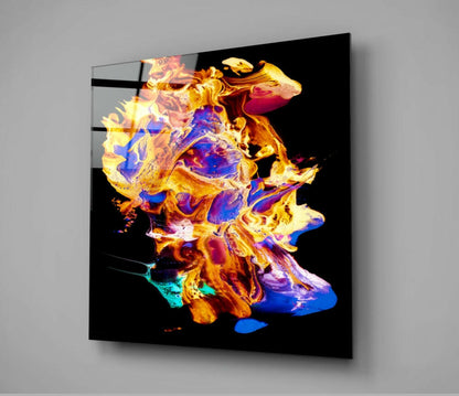 Gold and Purple Paint Burst Glass Wall Art