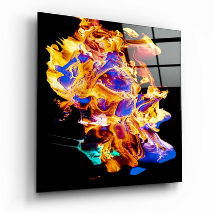 Gold and Purple Paint Burst Glass Wall Art