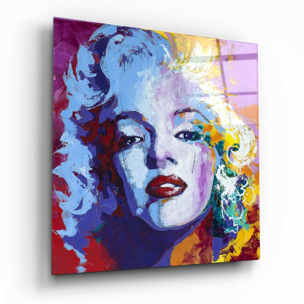 Colorful Blonde Icon Painting Glass Wall Art