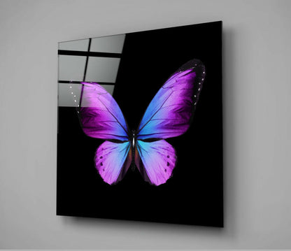 Purple And Blue Gradient Butterfly Glass Wall Art