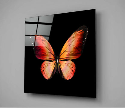 Fiery Red And Orange Wings Butterfly Glass Wall Art