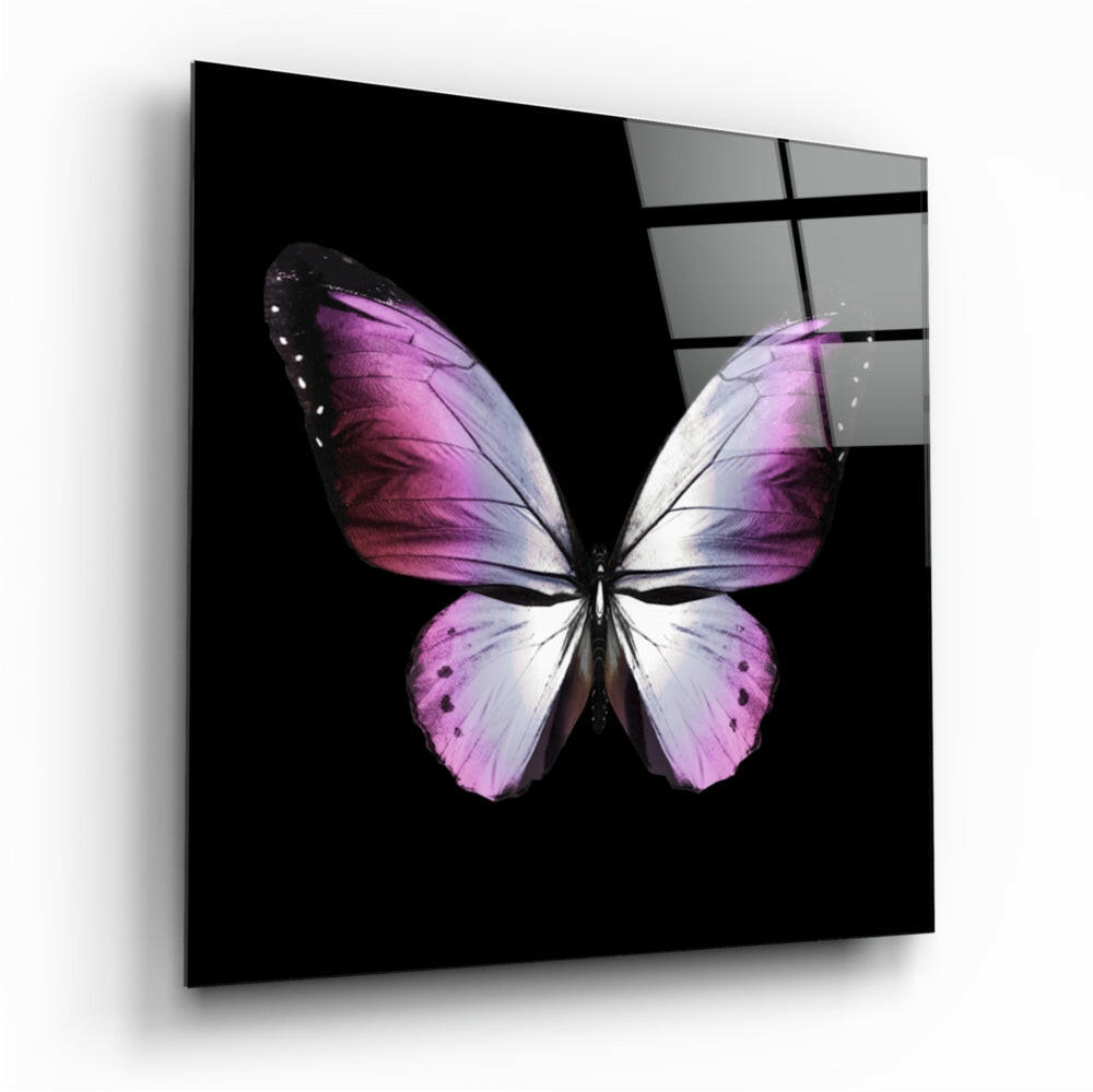 Pink And Violet Wings Butterfly Glass Wall Art