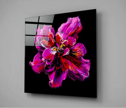 Magenta Painted Bloom Glass Wall Art