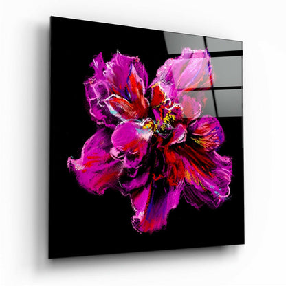 Magenta Painted Bloom Glass Wall Art