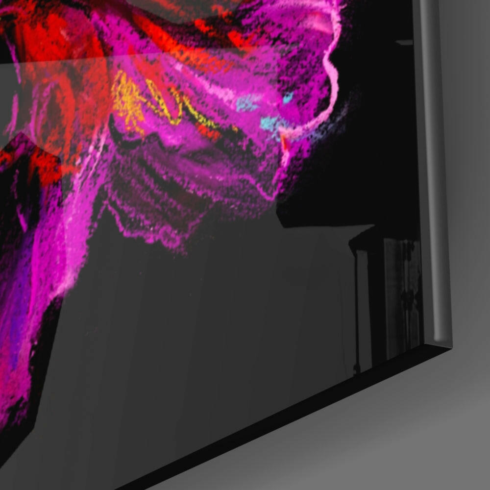 Magenta Painted Bloom Glass Wall Art