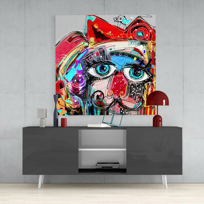 Graffiti Mustache Face Doodle Glass Wall Art