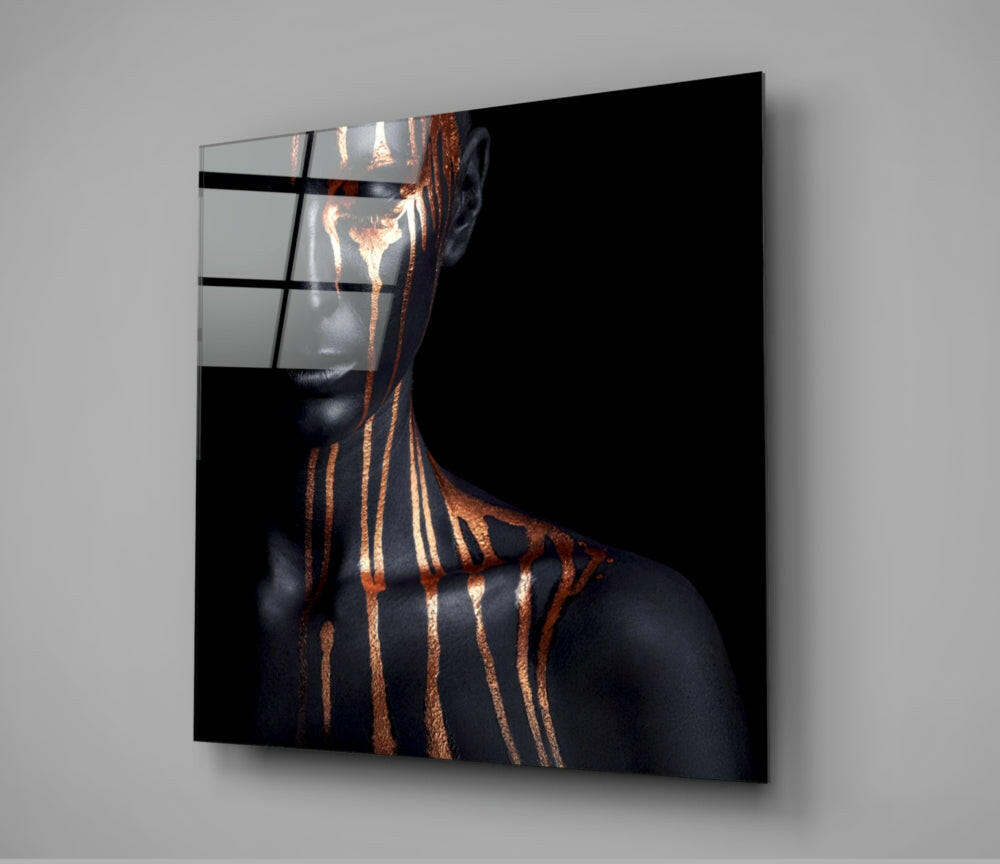 Copper Tears Dark Woman Glass Wall Art