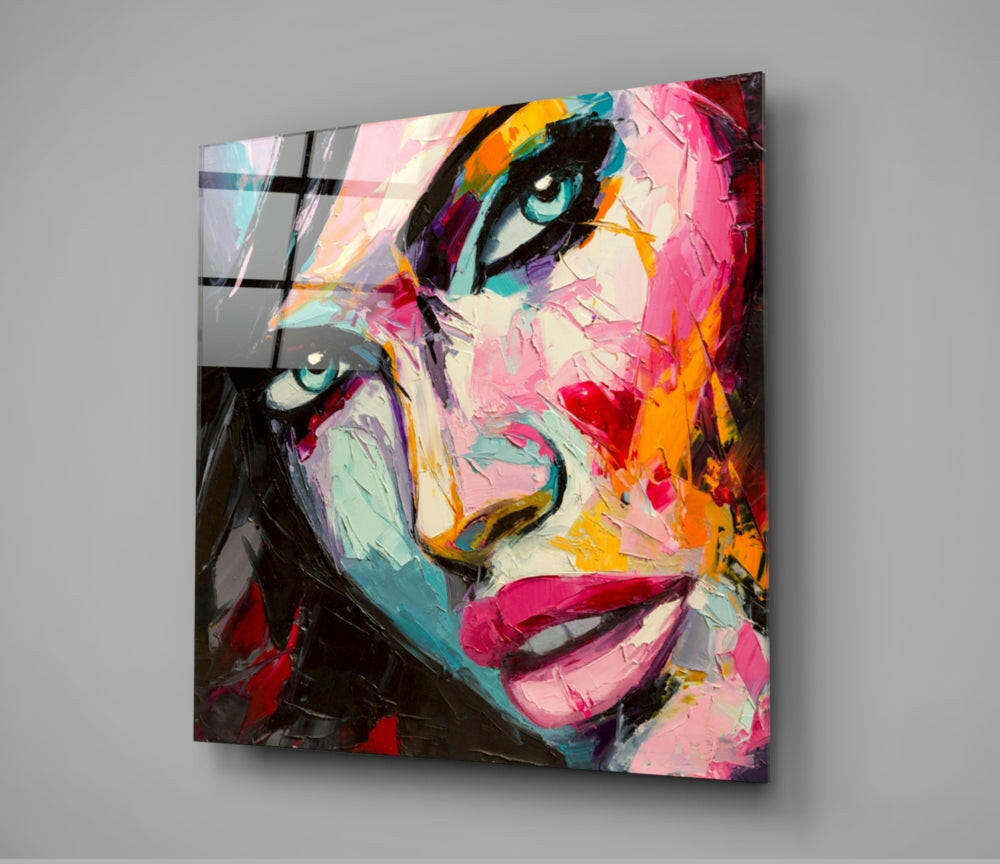 Vivid Palette Knife Face Glass Wall Art