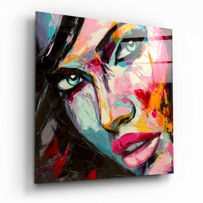 Vivid Palette Knife Face Glass Wall Art