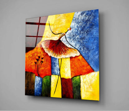 Colorful Patchwork Ballerina Glass Wall Art