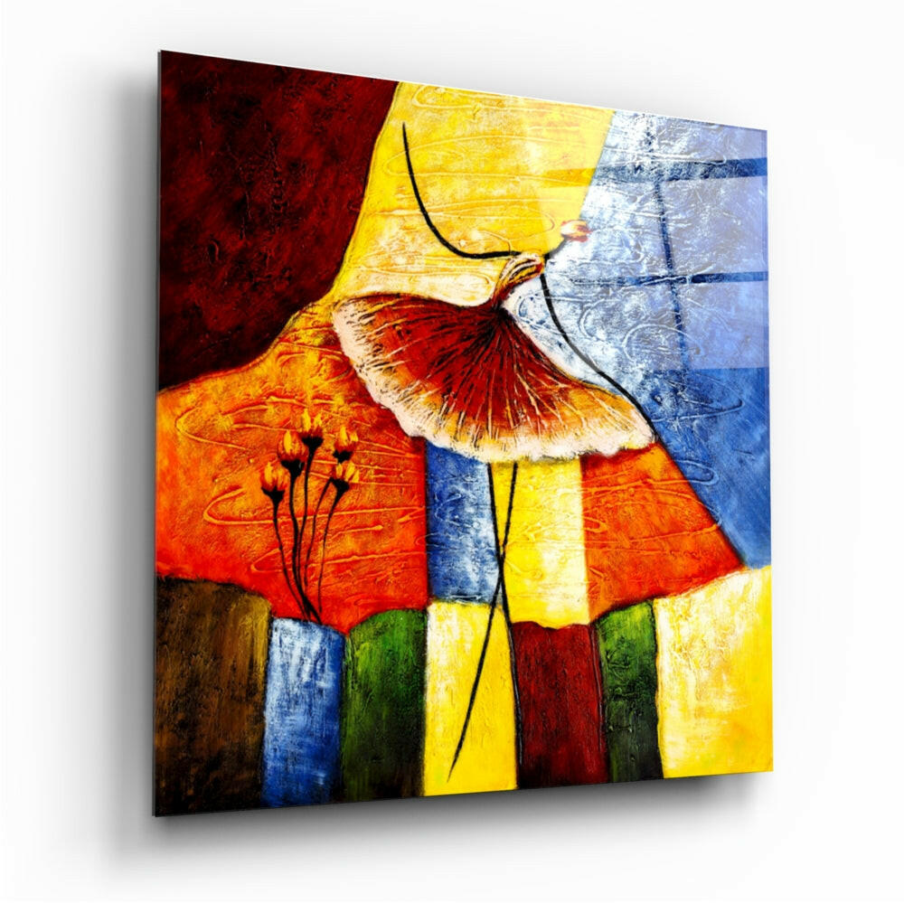 Colorful Patchwork Ballerina Glass Wall Art