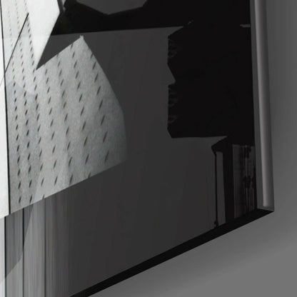 Black and White Angular Architecture Glass Wall Art