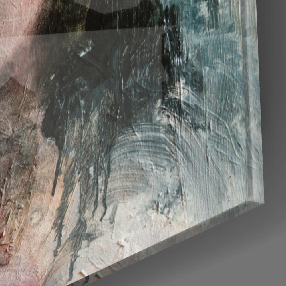 Weathered Textured Woman Portrait Glass Wall Art