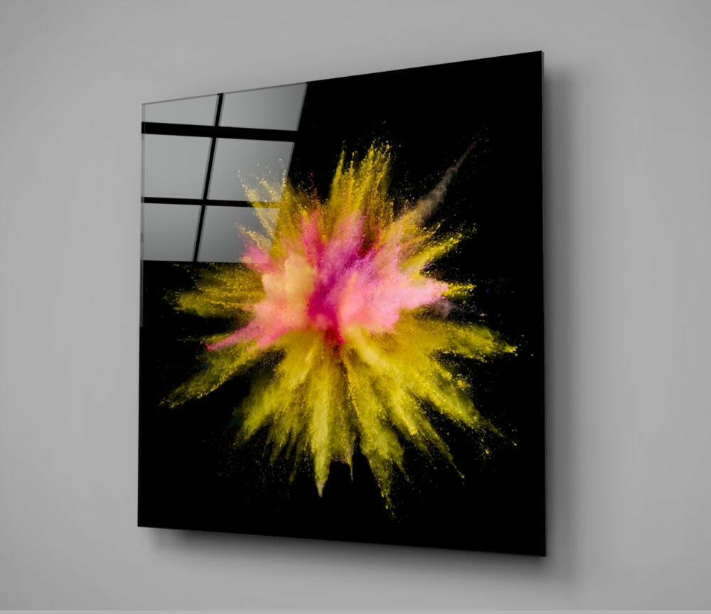 Pink Yellow Powder Blast Glass Wall Art