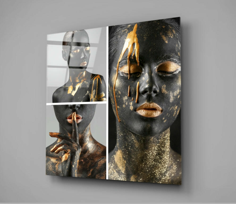 Black Gold Bodypaint Glass Wall Art