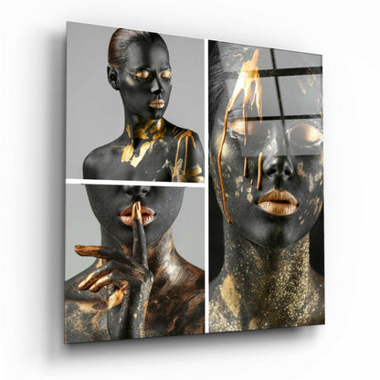 Black Gold Bodypaint Glass Wall Art