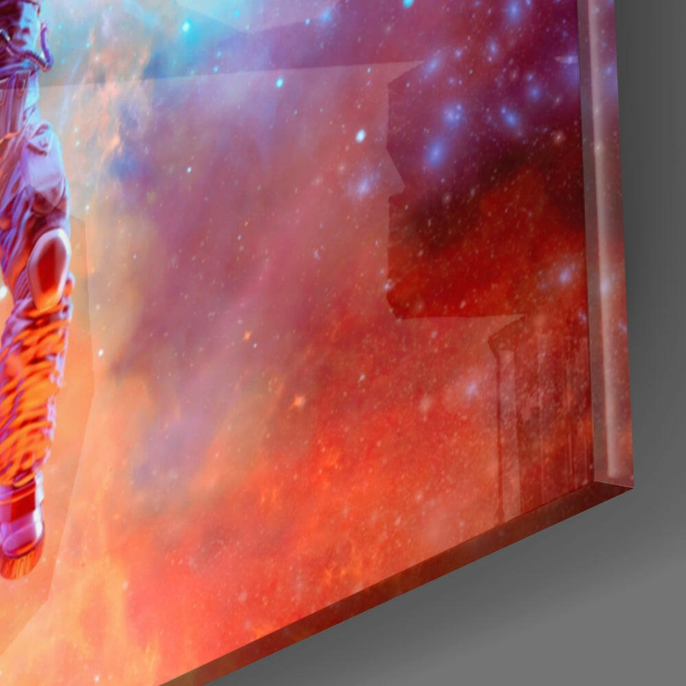 Rising Balloon Astronaut Glass Wall Art