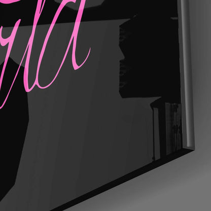 Pink Change Your Thoughts Lettering Glass Wall Art