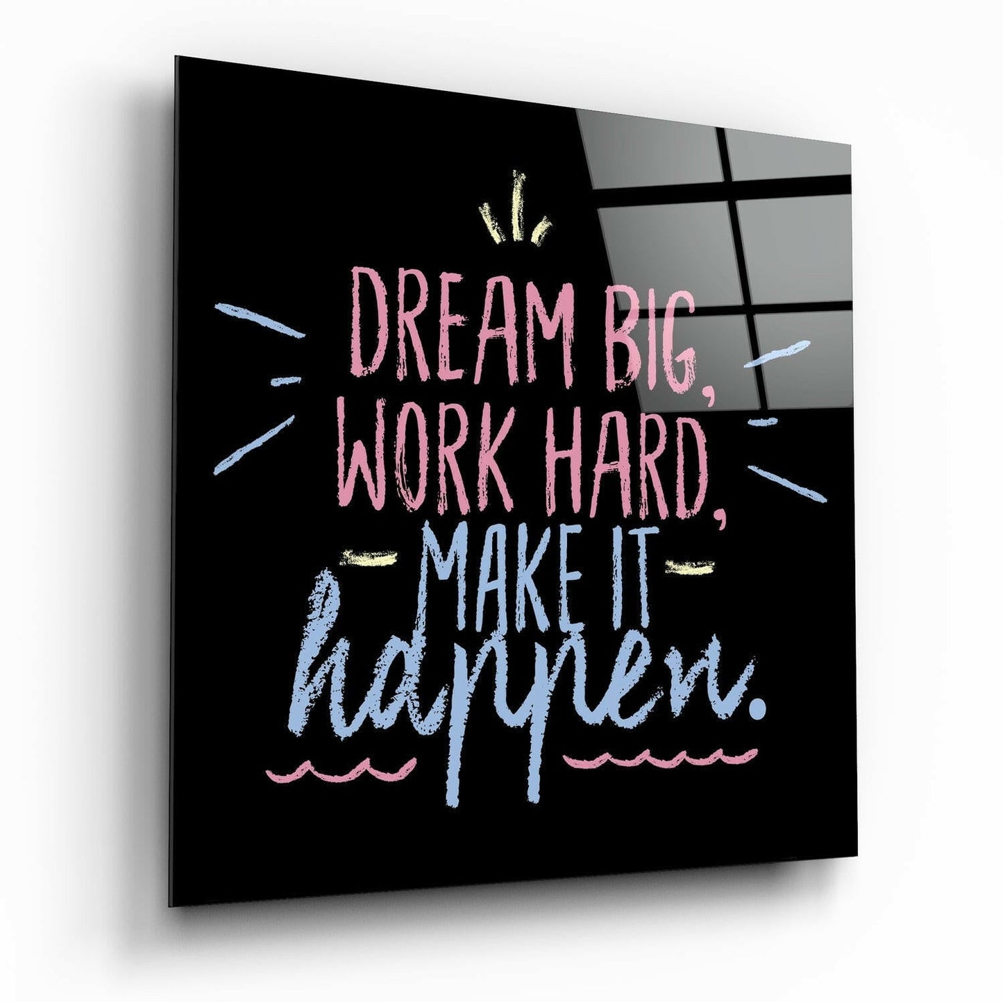 Dream Big Work Hard Chalk Quote Glass Wall Art