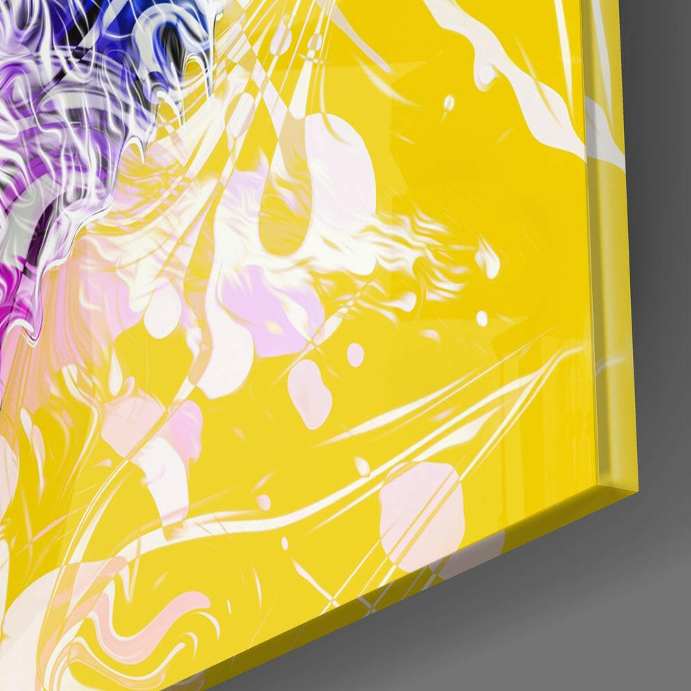 Yellow Pop Art Gorilla Face Glass Wall Art