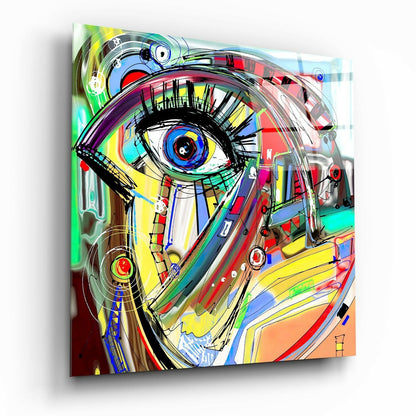 Vibrant Graffiti Eye Doodle Glass Wall Art