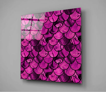 Magenta Marble Mermaid Scales Glass Wall Art