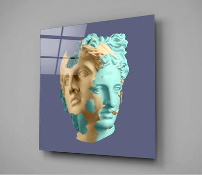 Sliced Pink Statue Green Glass Wall Art