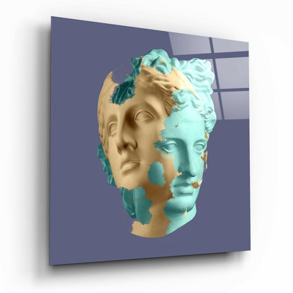 Sliced Pink Statue Green Glass Wall Art
