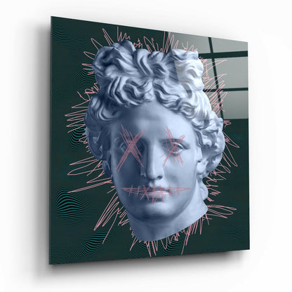 Pink Scribble Face Apollo Glass Wall Art