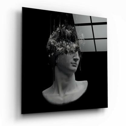 Black Glitch Hair Bust Glass Wall Art