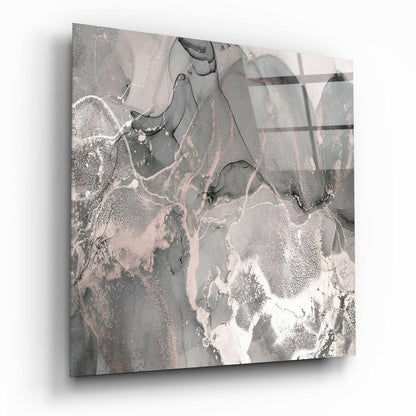 Rose Gold and Gray Marble Glass Wall Art
