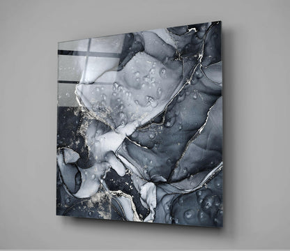 Charcoal and Gold Bubble Ink Glass Wall Art