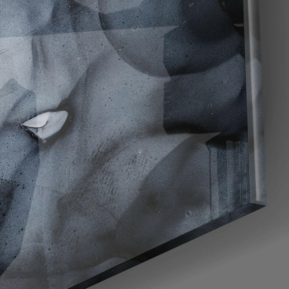 Smoky Black Ink Wave Glass Wall Art