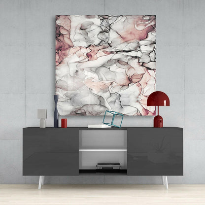 Blush Pink Ink Marble Glass Wall Art