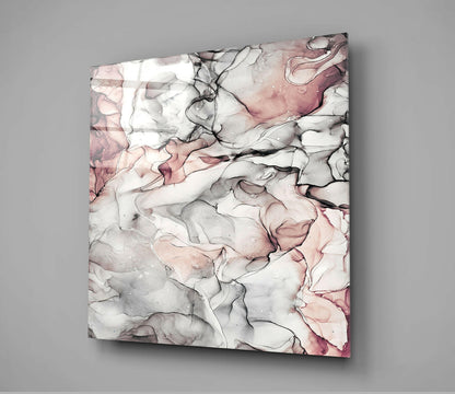Blush Pink Ink Marble Glass Wall Art
