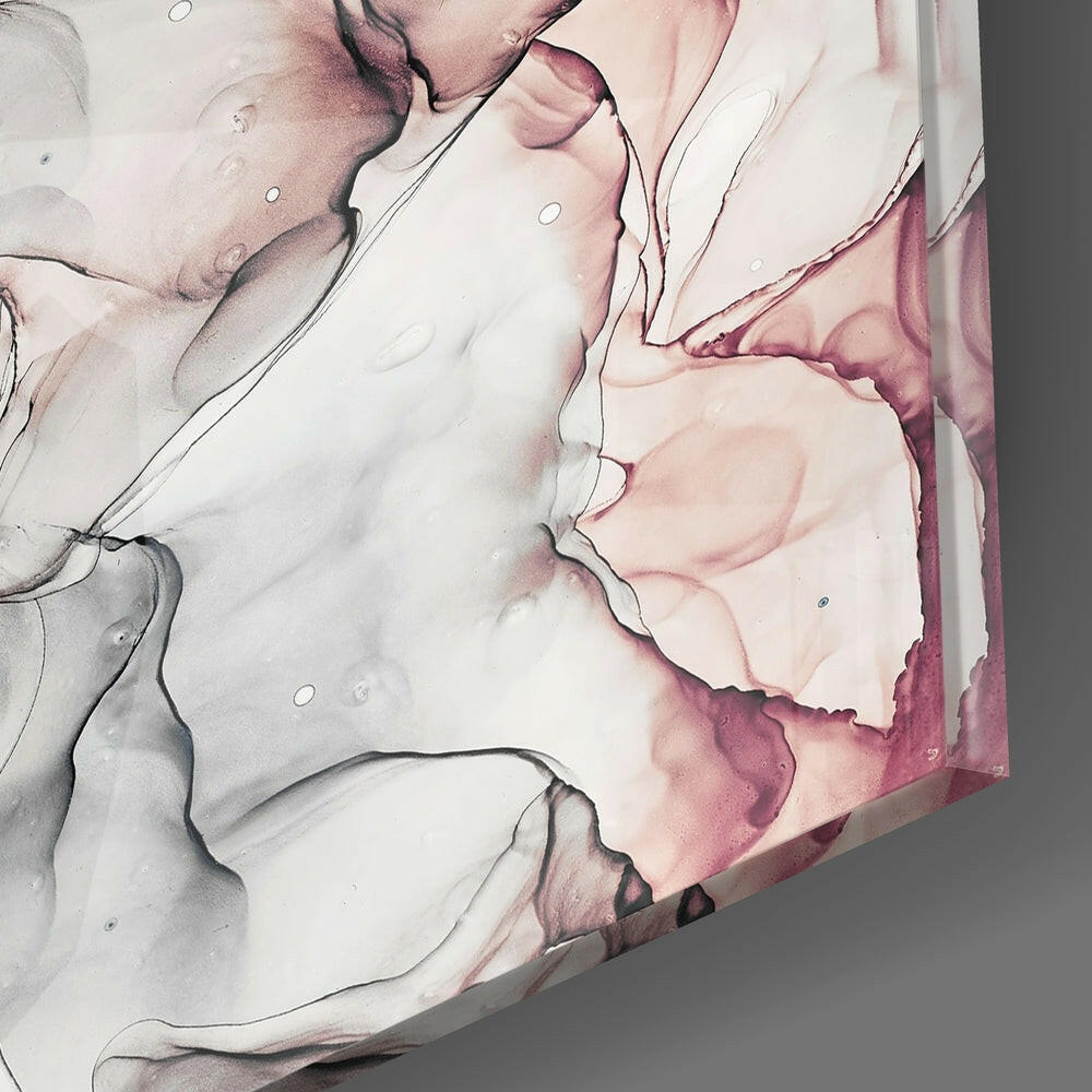 Blush Pink Ink Marble Glass Wall Art