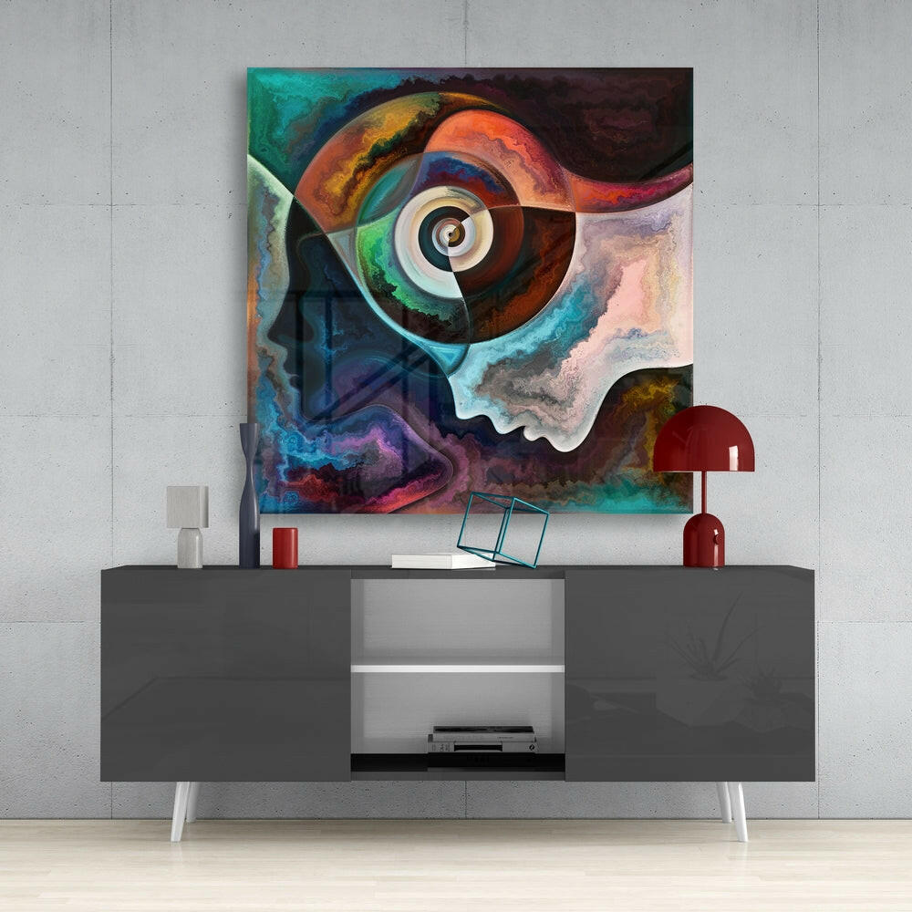 Marbled Eye Swirl Profile Abstract Glass Wall Art