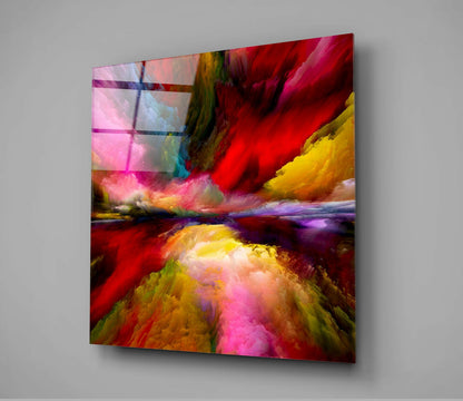 Rainbow Smoke Vortex Abstract Glass Wall Art