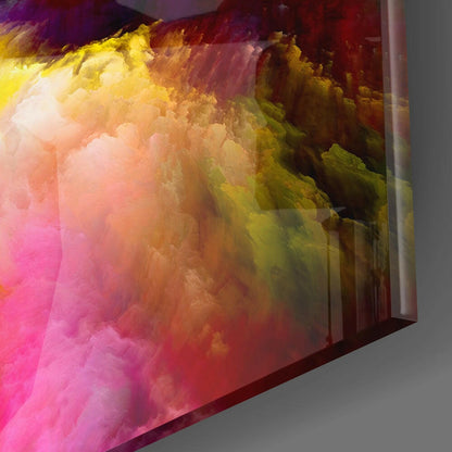 Rainbow Smoke Vortex Abstract Glass Wall Art